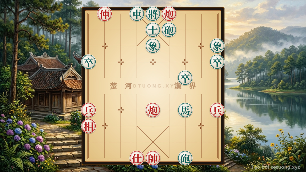 Thế cờ: The Endgame Battle of Wits: When the Red Rook and Two Cannons Face the Horse of Chaos - Survival Tactics in the Heart of the Chessboard — Cờ Tướng Online