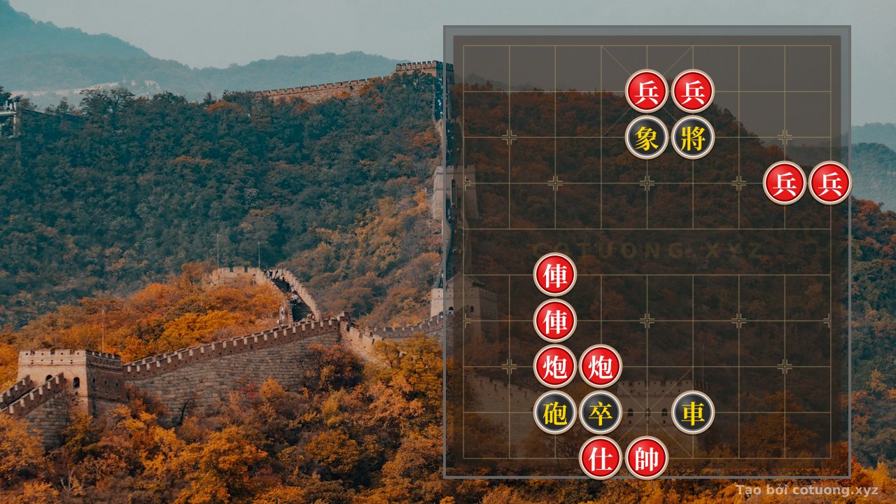 Thế cờ: Xiangqi: Red Chariot Retreats to File 7, Black Cannon Sets Up a Trap on the Board — Cờ Tướng Online