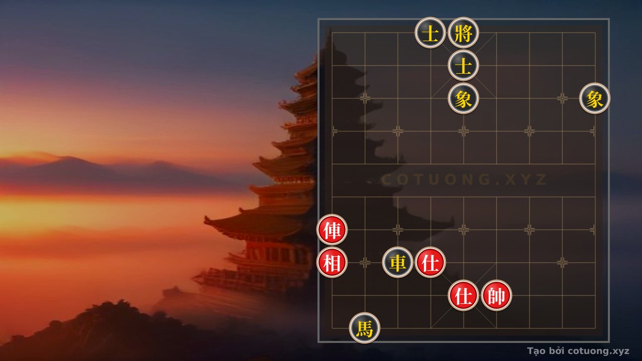 Thế cờ: Super Difficult Xiangqi Position: Double Horses Attacking the Chariot, Checkmate Threat to the Black General — Cờ Tướng Online