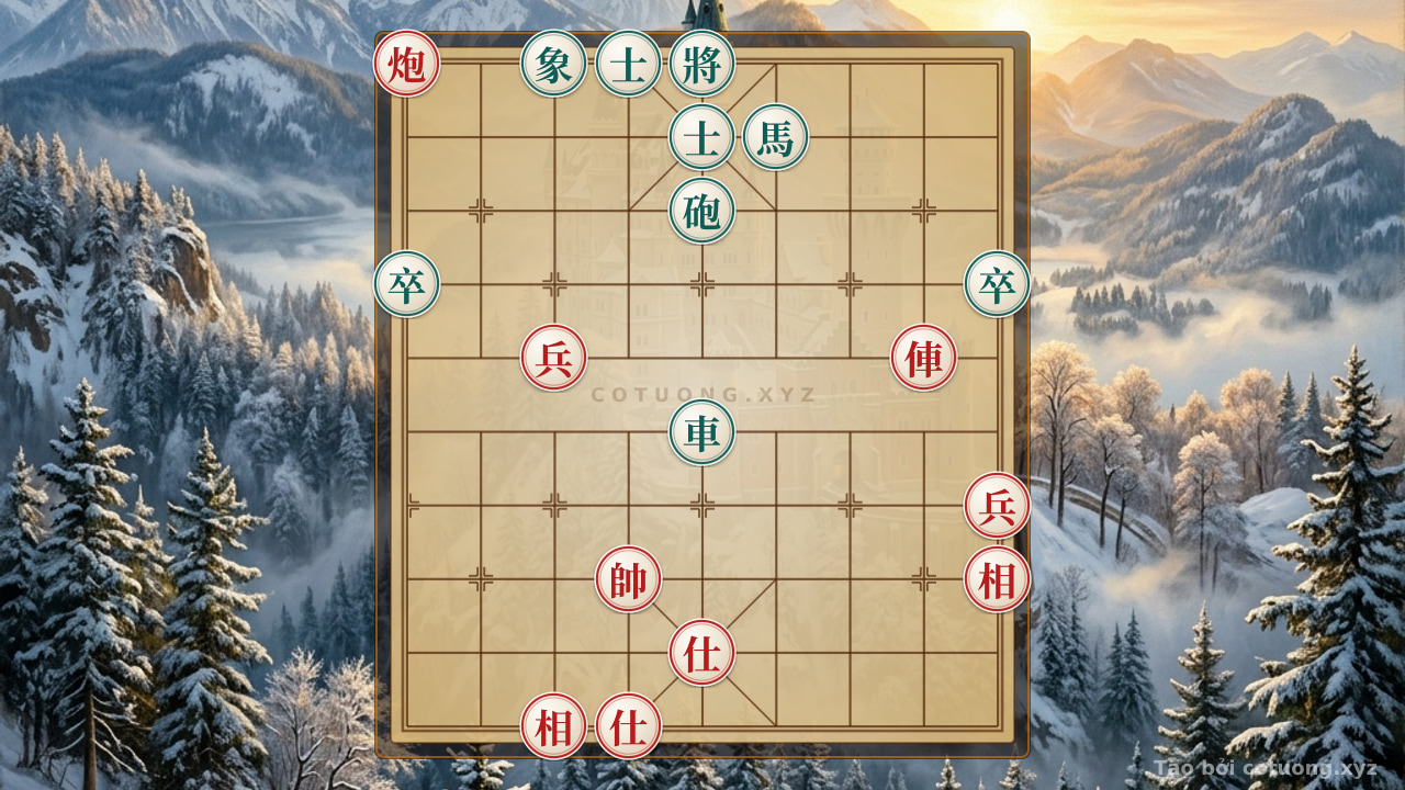 Thế cờ: Xiangqi Super Difficult Position: Red Cannon at 9th File 10th Rank Threatens Black Chariot at 5th File 5th Rank — Cờ Tướng Online