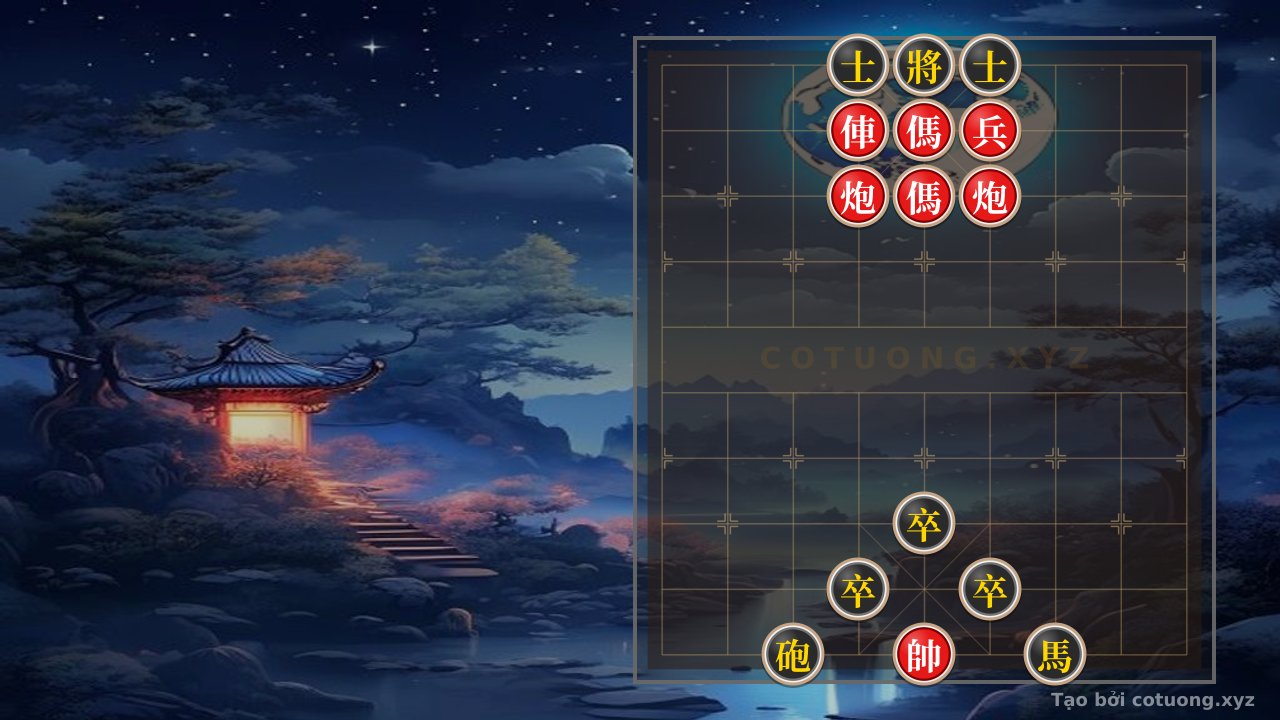 Thế cờ: Red's Formation: Twin Horses Interlocking, Cannons Barrage - General's Chess 1/10 — Cờ Tướng Online