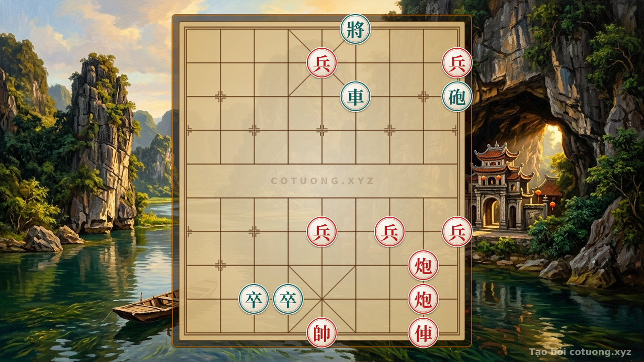 Thế cờ: Xiangqi Position Analysis: Black General on 6th Rank, 10th File - Red Rook Controls the Center — Cờ Tướng Online