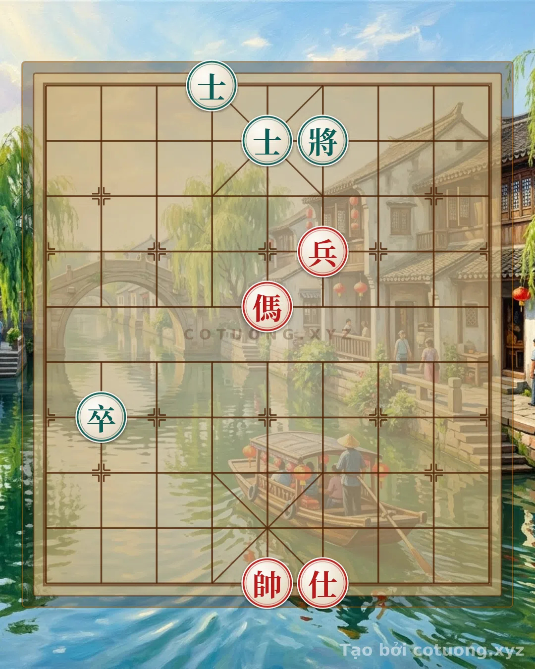 Thế cờ: The 'Black Advisor on File 4, Rank 10' - Red Pawn on File 4, Rank 7: The Defensive Tactics of the Red Horse in the Ancient Battle — Cờ Tướng Online