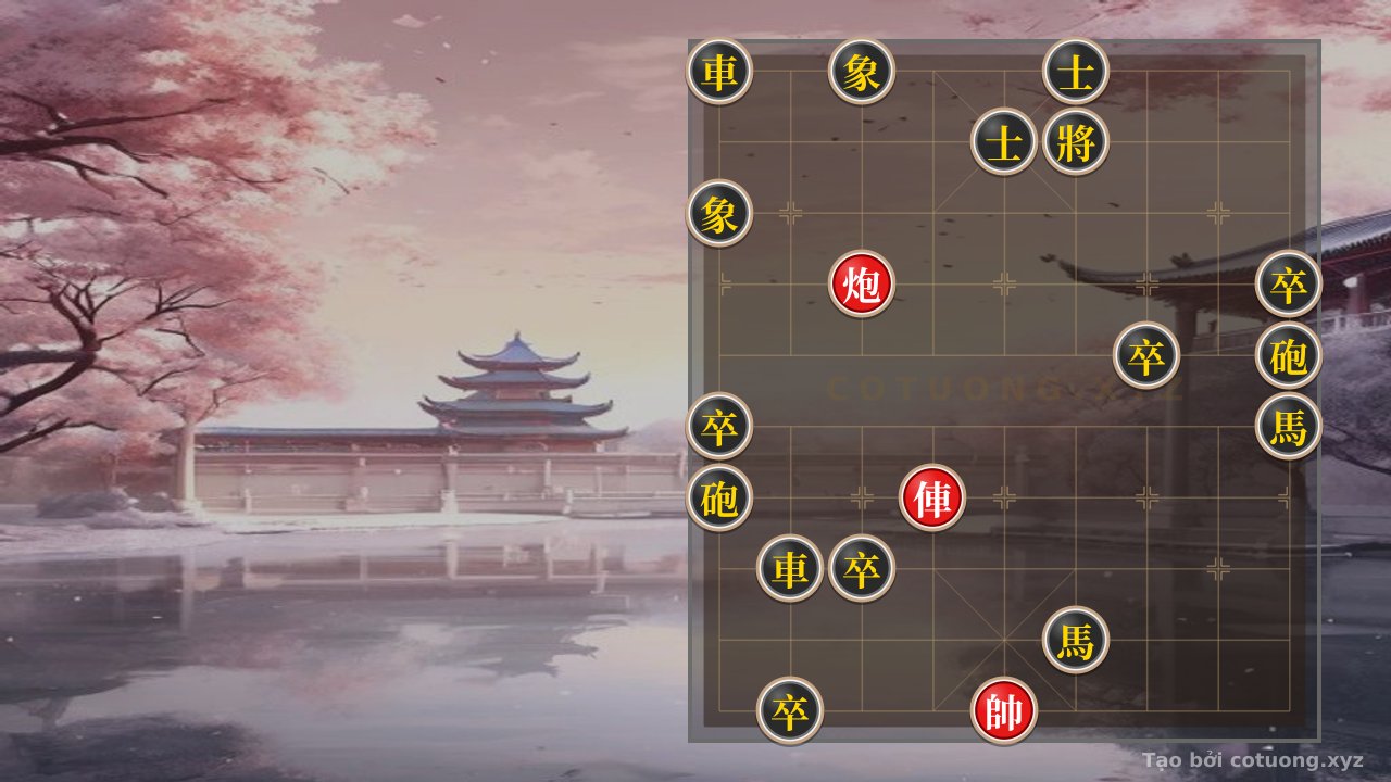 Thế cờ: Hidden General Chess: Red Chariot at 6-4 Threatens, Defeats Black Double Horses at 9-5 and 6-2 — Cờ Tướng Online