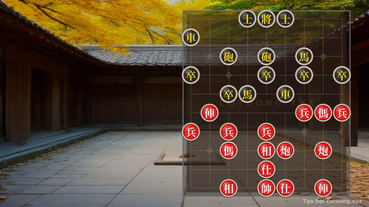 Thế cờ: Dangerous Position: 2Rooks, 2Cannons, 2Horses, 5Pawns, 2Advisors, and 2Elephants Clash in a Battle of 2Rooks, 2Cannons, 2Horses, 5Pawns, 2Advisors - The Sorrowful Move — Cờ Tướng Online