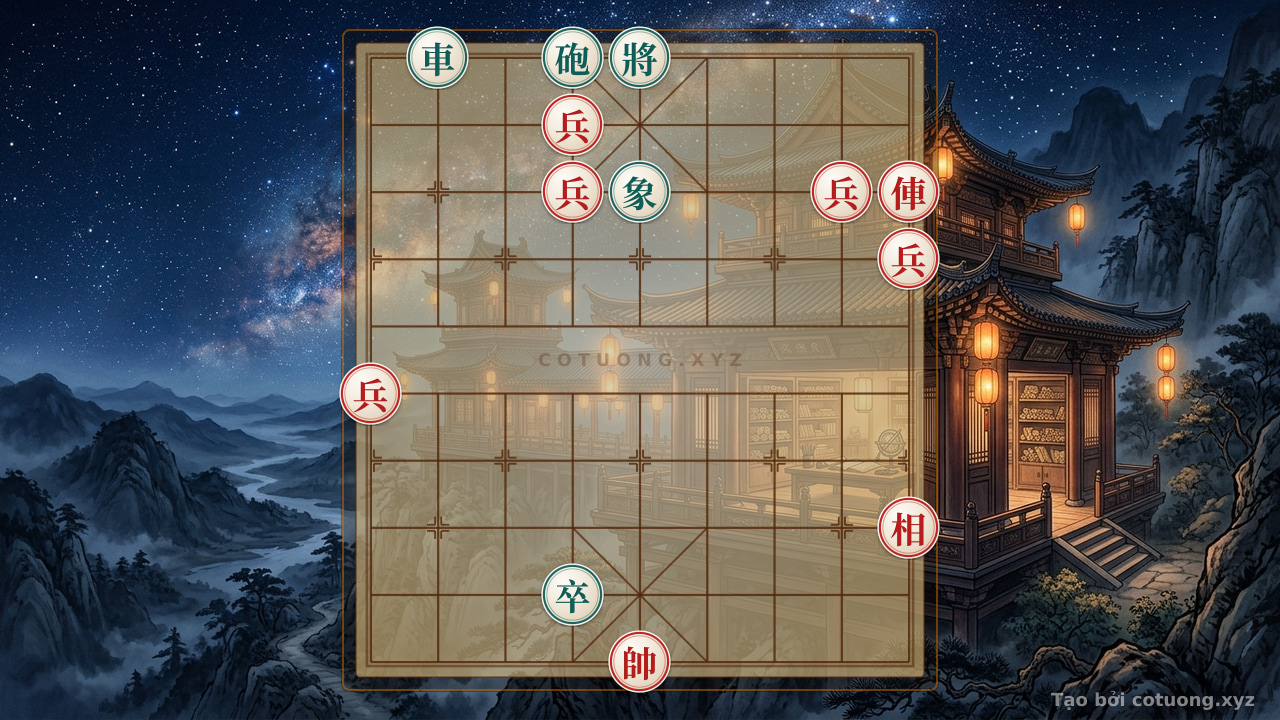 Thế cờ: The Black Chariot Isolated on File 2: The Red Cannon's Counterattack Strategy in Chinese Chess — Cờ Tướng Online