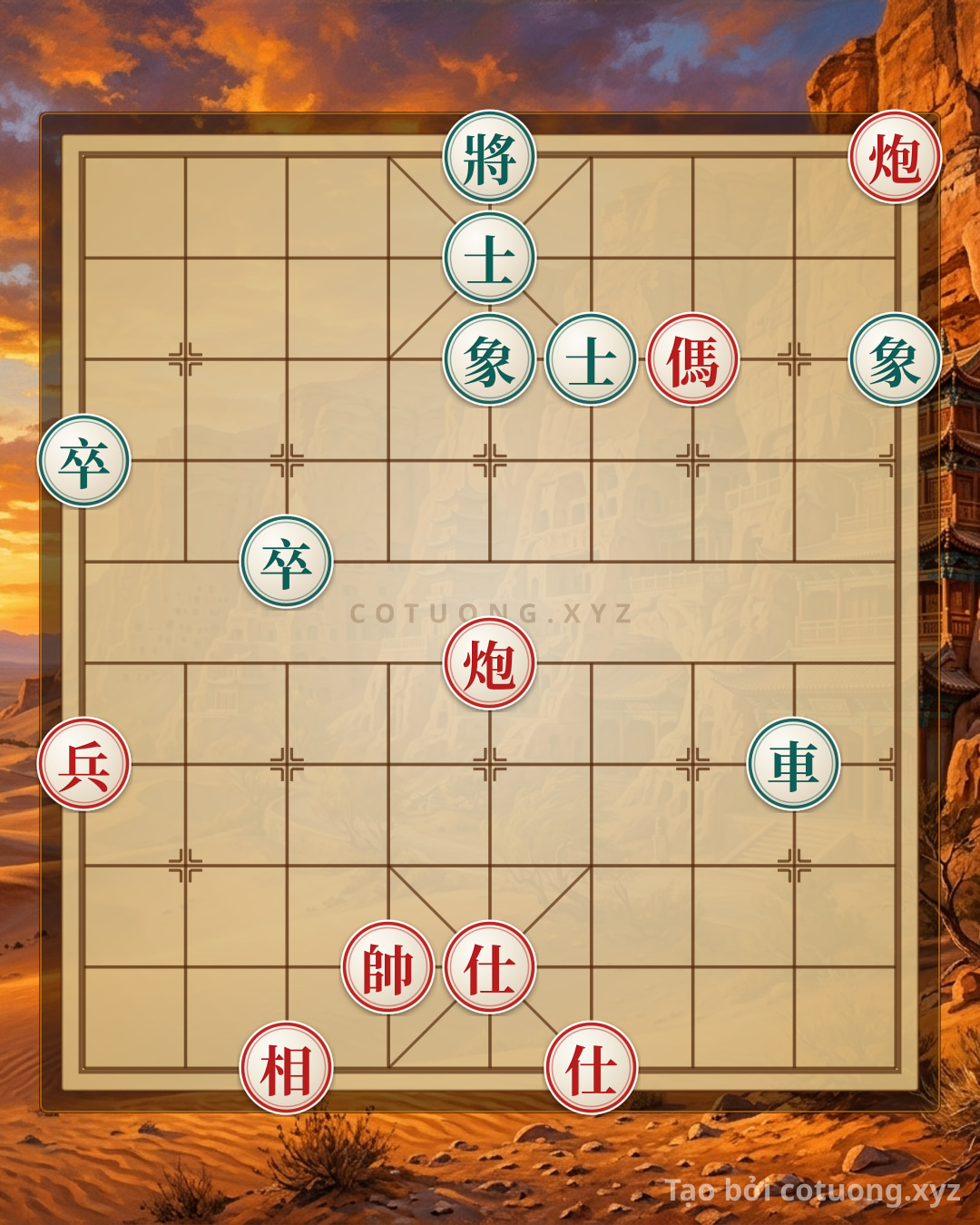 Challenge: Fast Checkmate Strategy: Red Cannon on File 1, Rank 10 Attacks Black Chariot on File 8, Rank 4 - Can you solve it?