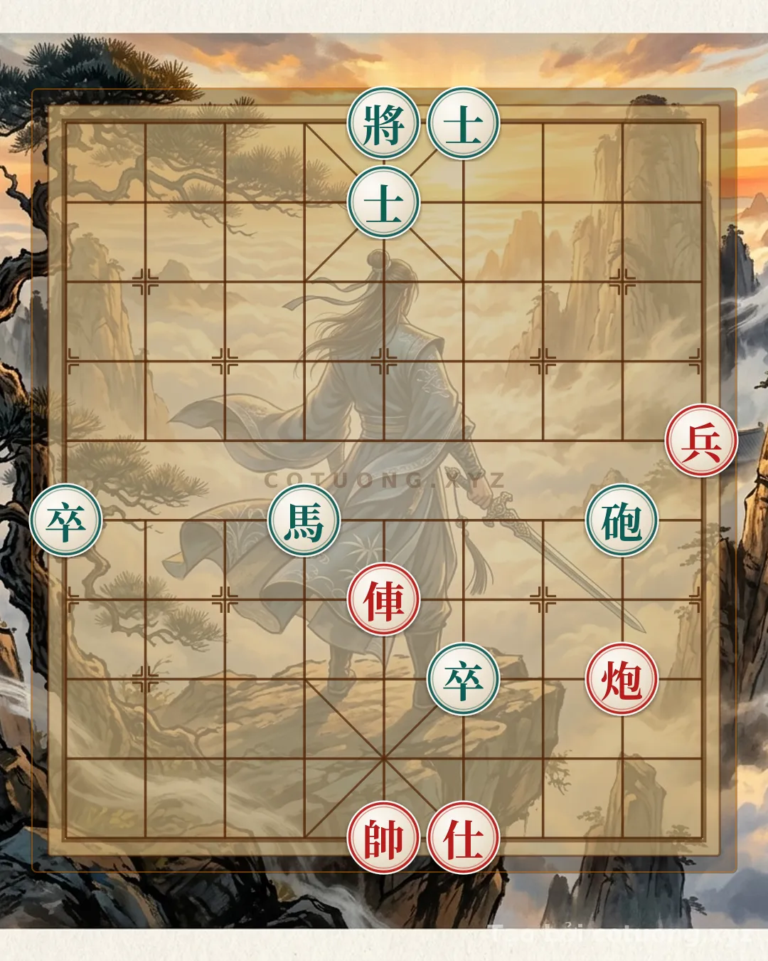 Thế cờ: Xiangqi Mastery Secrets: Red Chariot Cannon Pawn Defeats Black Cannon Horse 2 Pawns - When Red Creates Chaos in Silence — Cờ Tướng Online