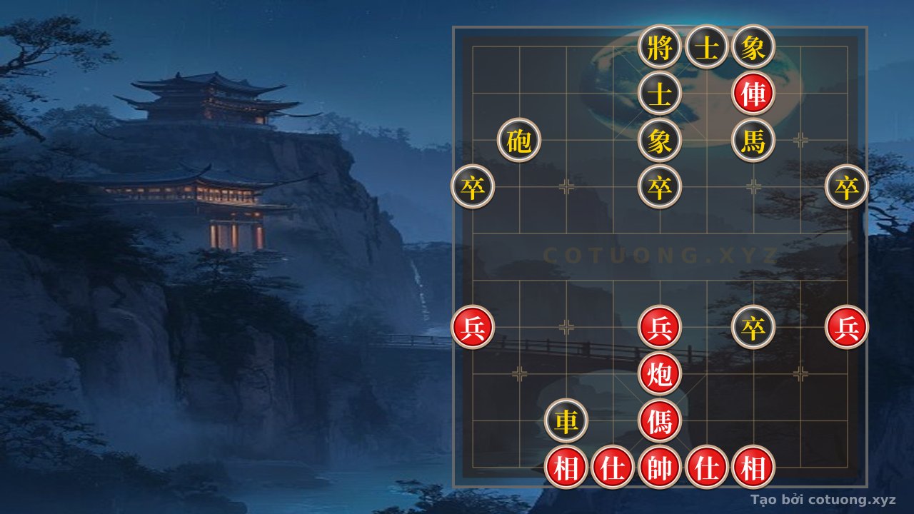 Thế cờ: The 'Empty Cannon' Formation - The Great Battle of the Yangtze: Black Defends, Red Attacks — Cờ Tướng Online