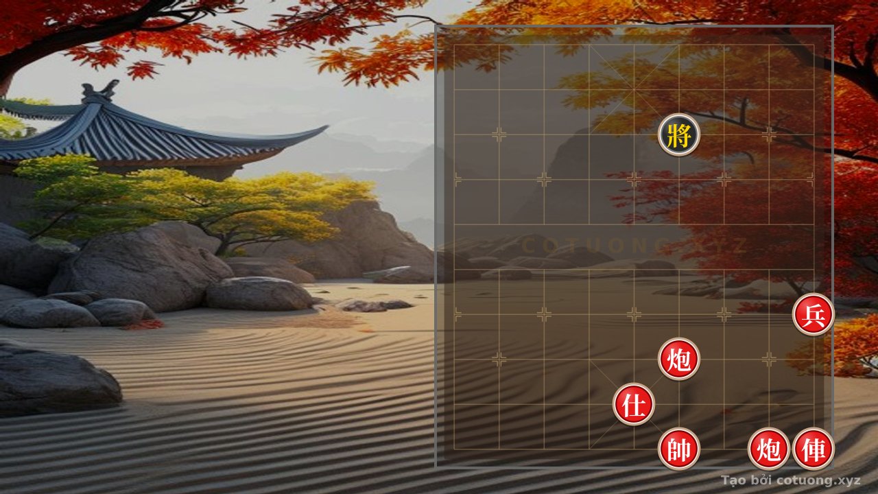 Thế cờ: Black General's 'Lone Pawn' on Rank 8: Red's 'Cannon Barrage Attack' Tactic - Lessons on Checkmate & Counterattacks in the '1/10' Board Position — Cờ Tướng Online