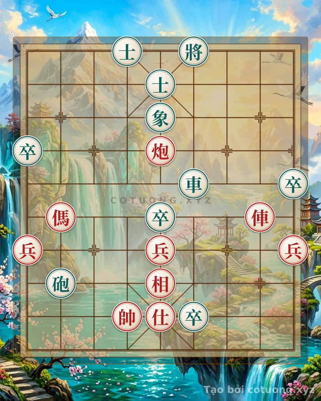 Thế cờ: Xiangqi: The Art of Black and Red Tactics in a Perilous Battle — Cờ Tướng Online