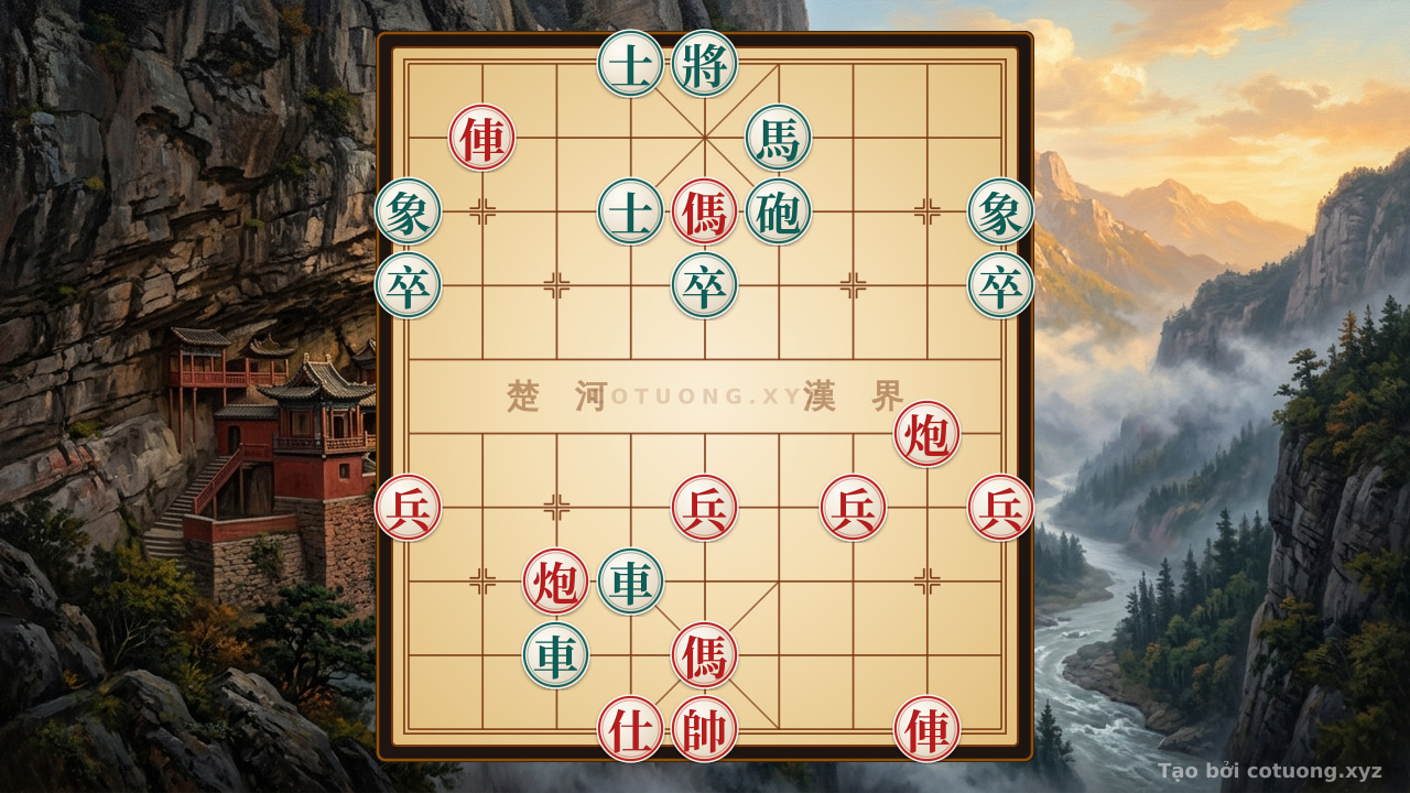 Thế cờ: Lightning Blitz: The Secret Tactics to Checkmate the Opponent in 5 Moves - The Flashing Red Formation — Cờ Tướng Online