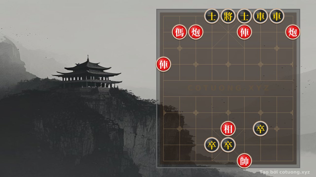 Thế cờ: Xiangqi (Chinese Chess) Puzzle: Red Cannon and Horse's Powerful Coordination, Black Defends Cautiously Before a Decisive Attack — Cờ Tướng Online