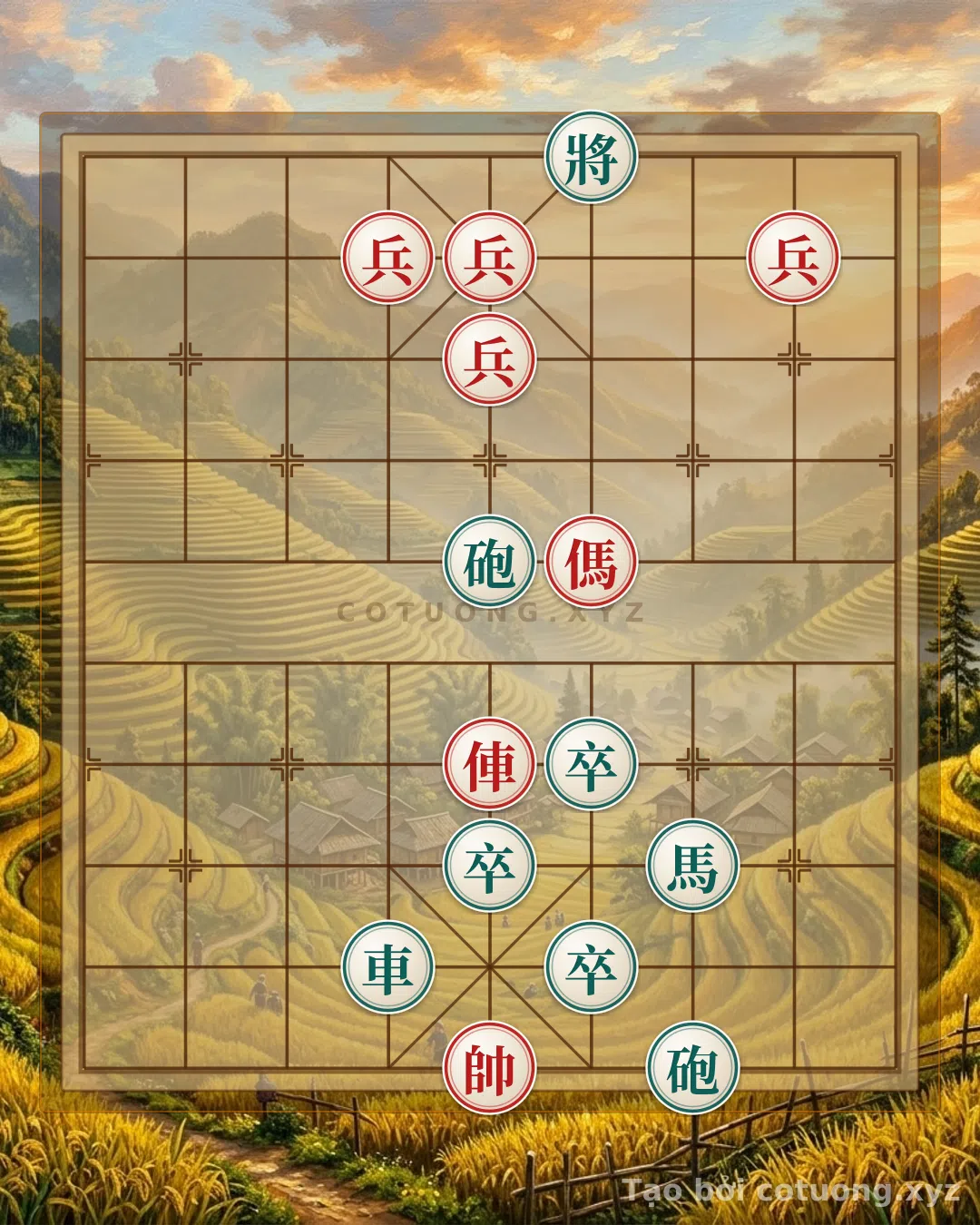 Thế cờ: The Black Trap: Red Chariot at 5th Rank 4 and Black Cannon at 7th Rank 1 - Advanced Xiangqi Tactics — Cờ Tướng Online