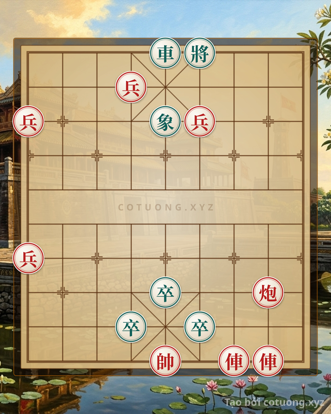 Thế cờ: The Classic Trap: Two Red Chariots and Four Pawns Crush Three Black Pawns and an Elephant in One Move — Cờ Tướng Online