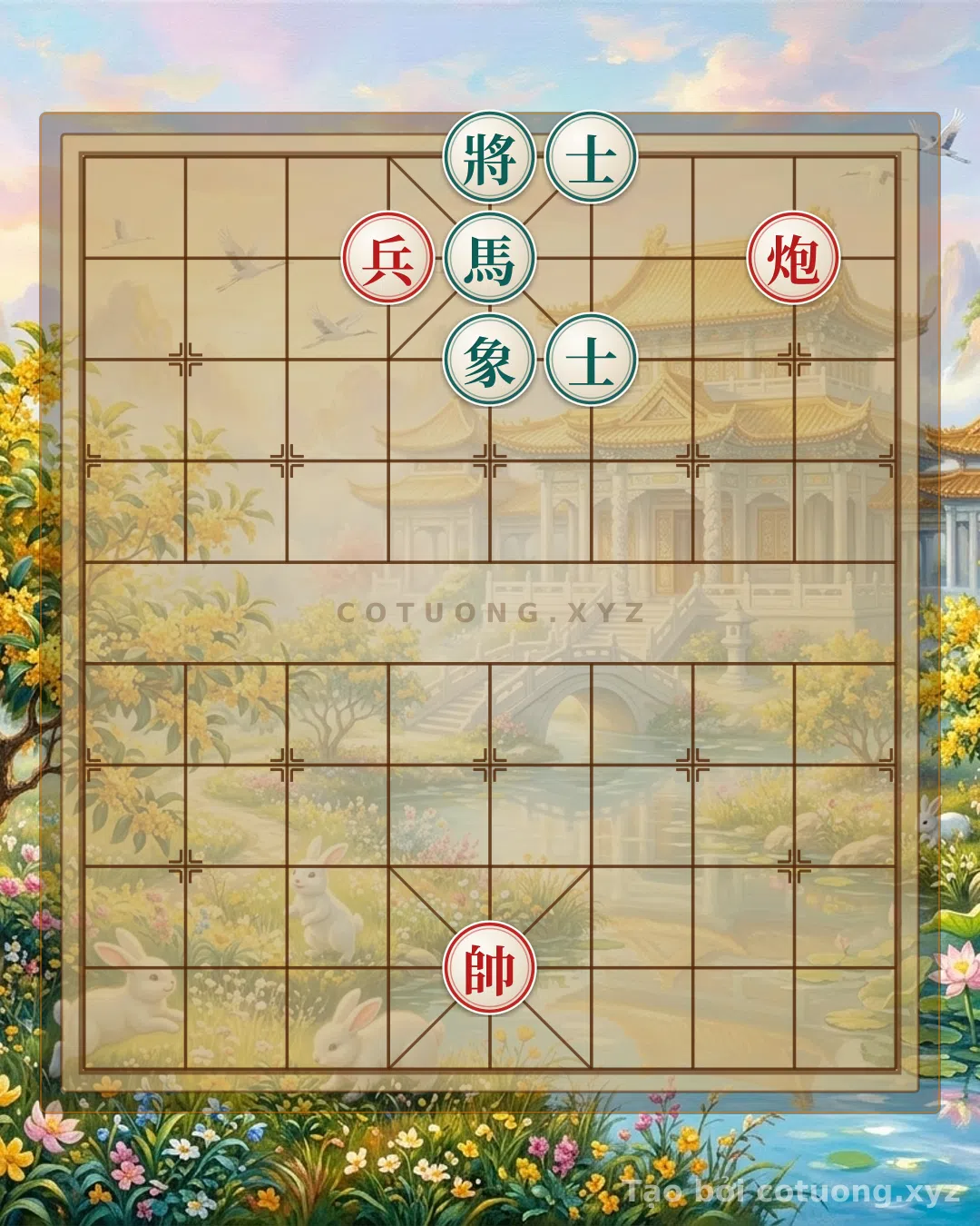 Thế cờ: The Harmonious Xiangqi Formation: The Art of Black's Coordination and Red's Subtle Simplicity — Cờ Tướng Online
