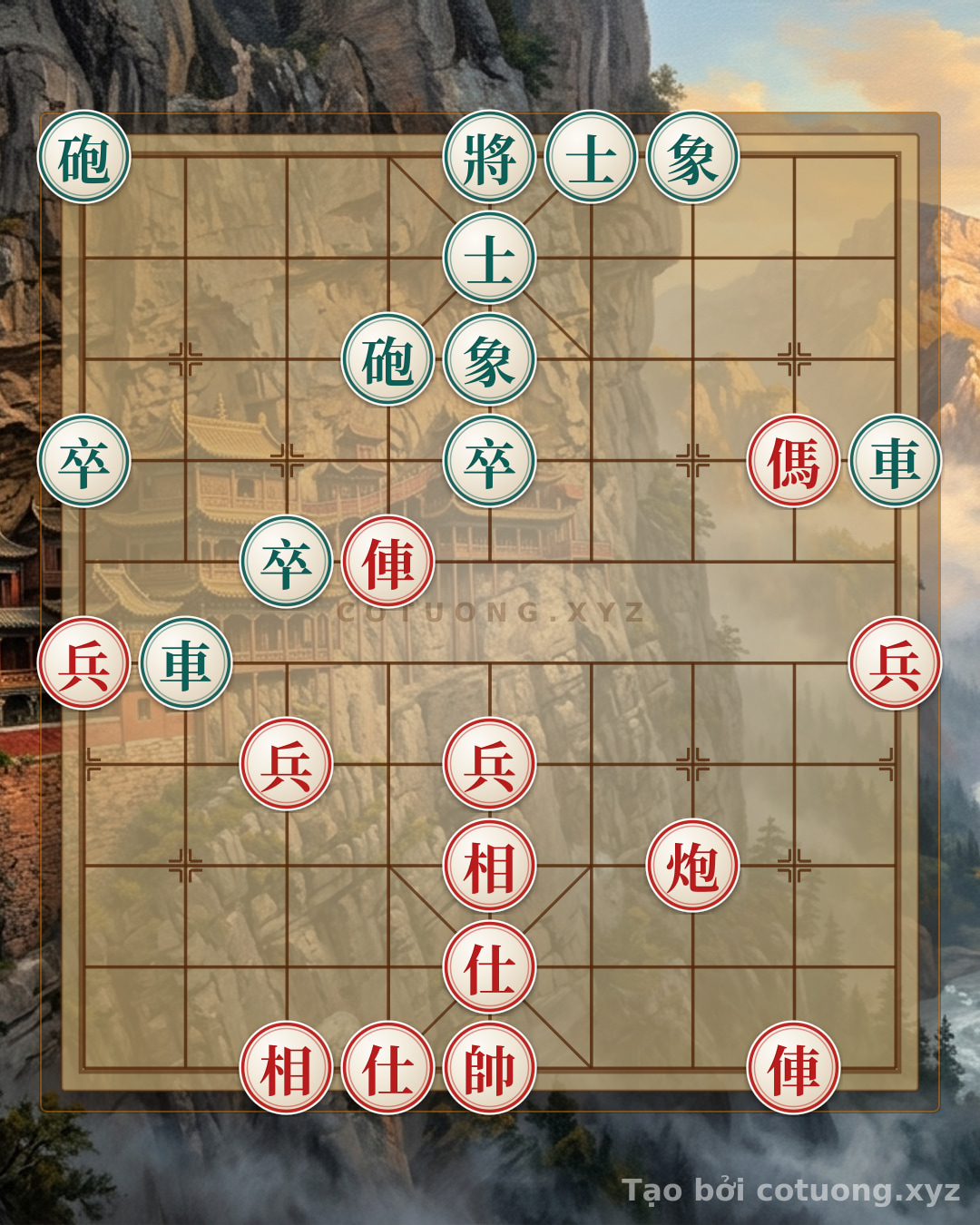 Thế cờ: Mastering Endgame Tactics: 2 Rooks, 2 Cannons, and 4 Pawns vs. 2 Rooks, 2 Cannons, and 3 Pawns - Peak Strategies from VNGUYEN — Cờ Tướng Online