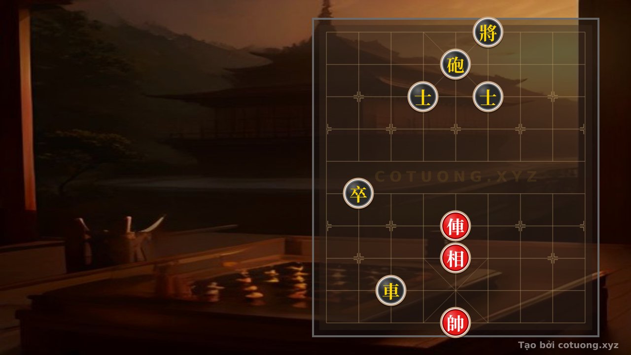Thế cờ: Red General's Checkmate: Red Chariot Rushes Straight to File 5, Black General is 'Trapped' Between Advisors - Extremely Difficult Tactics — Cờ Tướng Online