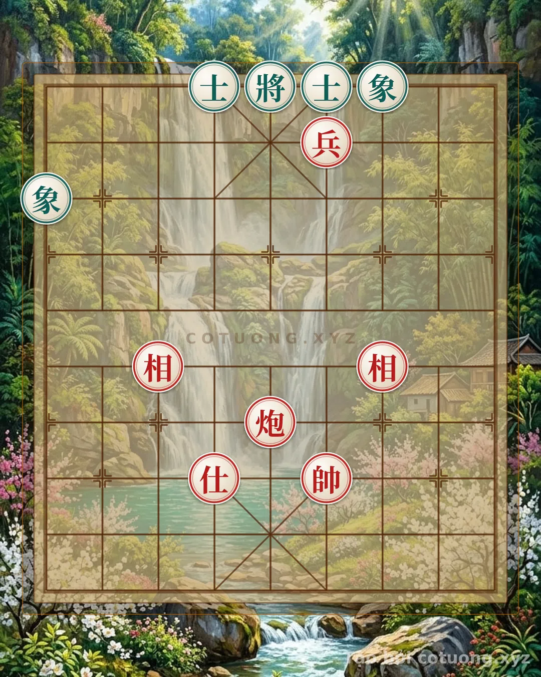 Thế cờ: Peak Chess Formation: Red's Aggressive Push, Black's Defensive Counter in the Checkmate Trap — Cờ Tướng Online
