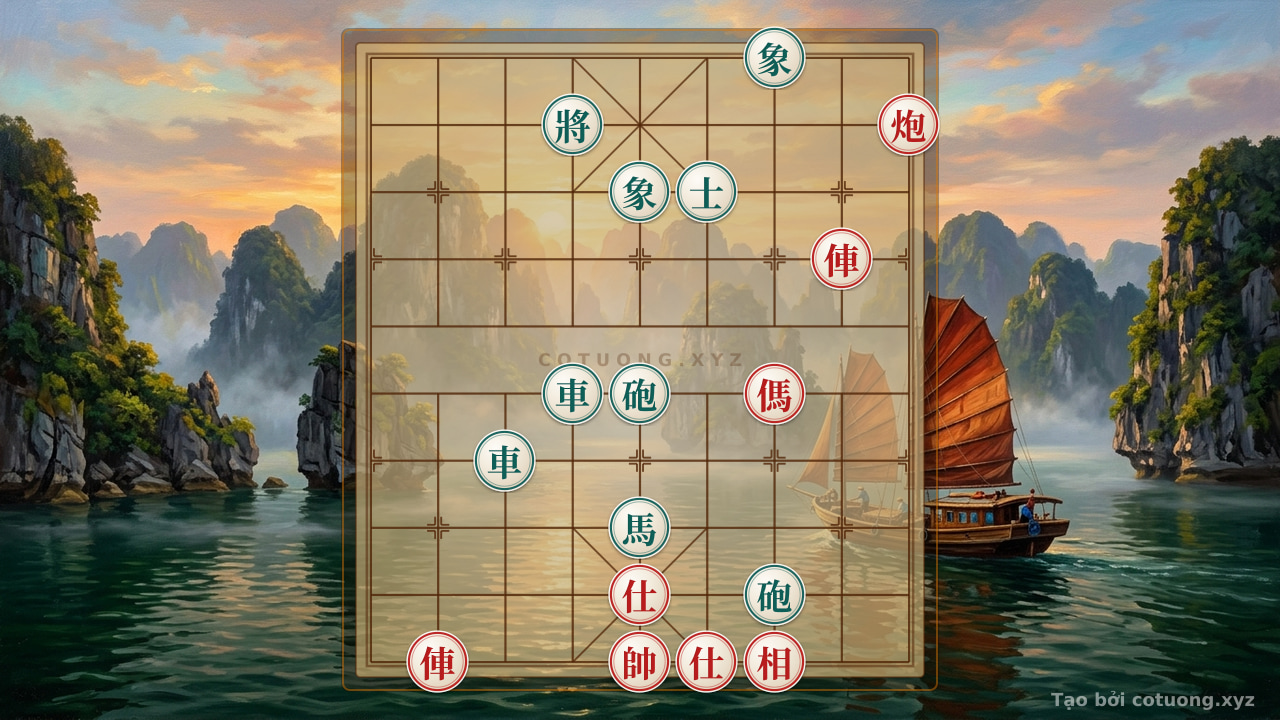 Thế cờ: The Secret to Surviving the Endgame: When Red's 2 Rooks, 2 Cannons, and Horse Face Off Against Black's 2 Rooks, 2 Cannons, and Horse — Cờ Tướng Online