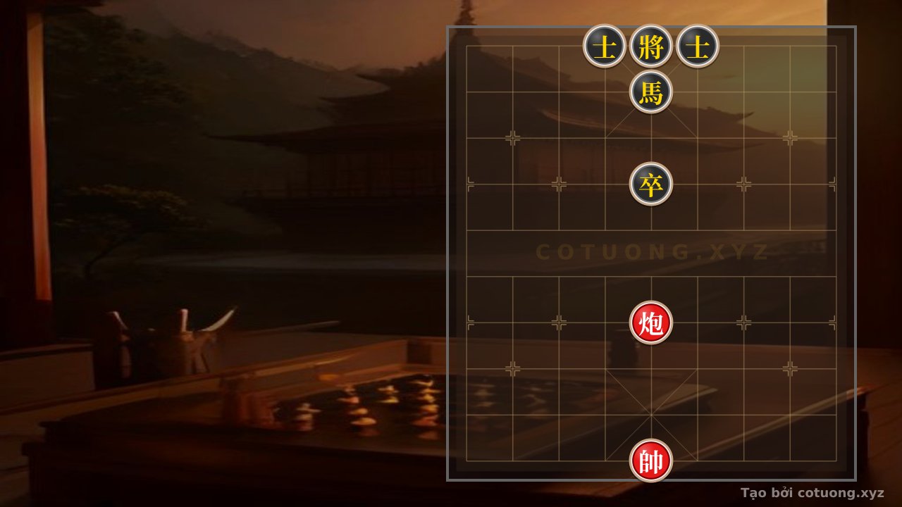 Thế cờ: Xiangqi Battle: Red Cannon at File 4 Awaits to Wake Black Advisor at File 4 – Who is the Delicious Prey? — Cờ Tướng Online