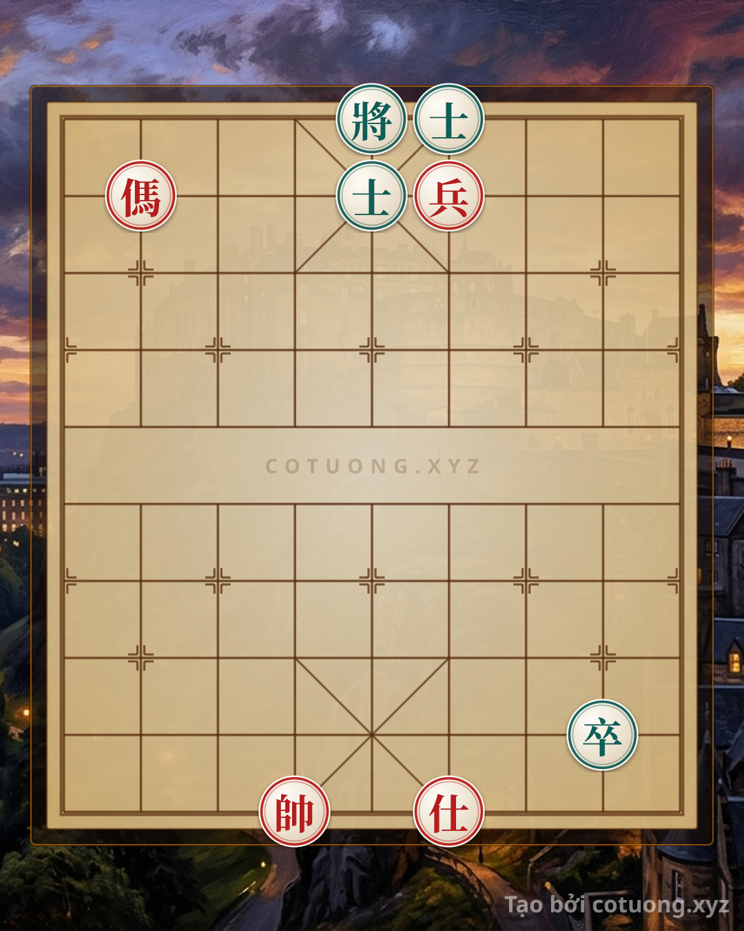 Challenge: Red General Advantage: The Art of the Horse Trap on File 8, Rank 9 - Can you solve it?