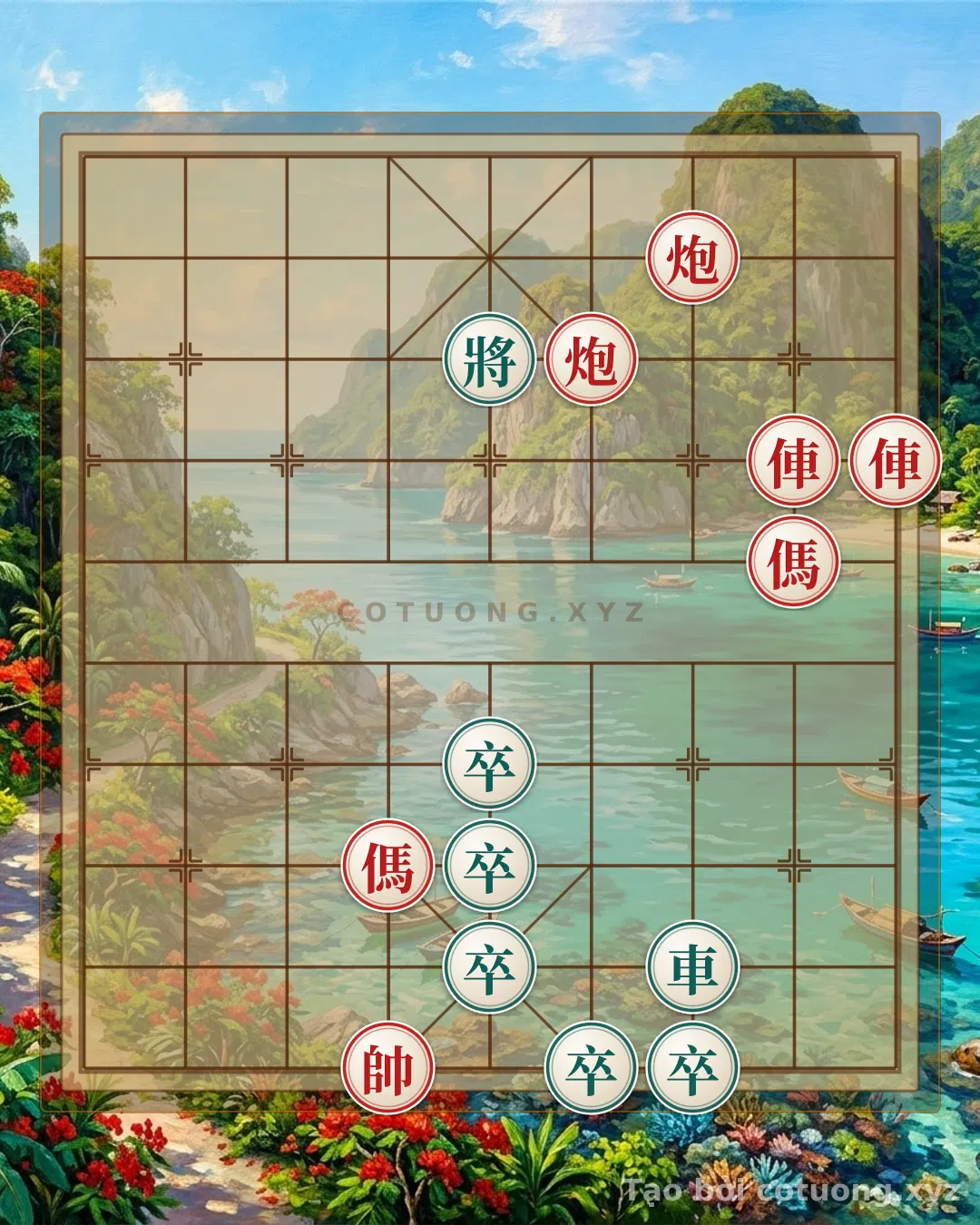 Thế cờ: The 'Red Cannon on File 3' Trick - When the Black Rook Builds an Iron Tower, What Move Should You Play? — Cờ Tướng Online