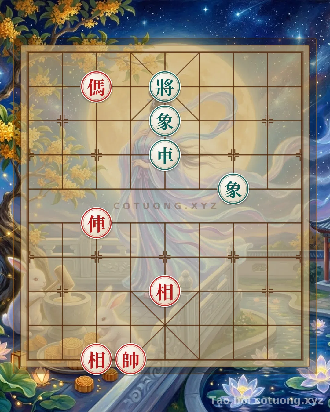 Thế cờ: The Dangerous King's Gambit: Red's Double Elephants Threaten Checkmate, Black's Defense is a Matter of Life and Death — Cờ Tướng Online