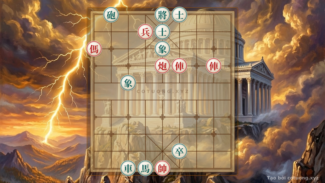 Thế cờ: Classic Counterattack Tactics: 2 Rooks, Cannon, Horse and Pawn Defeat 2 Rooks, Cannon, Horse and Pawn with 2 Advisors and 2 Elephants in Jianghu Chess — Cờ Tướng Online