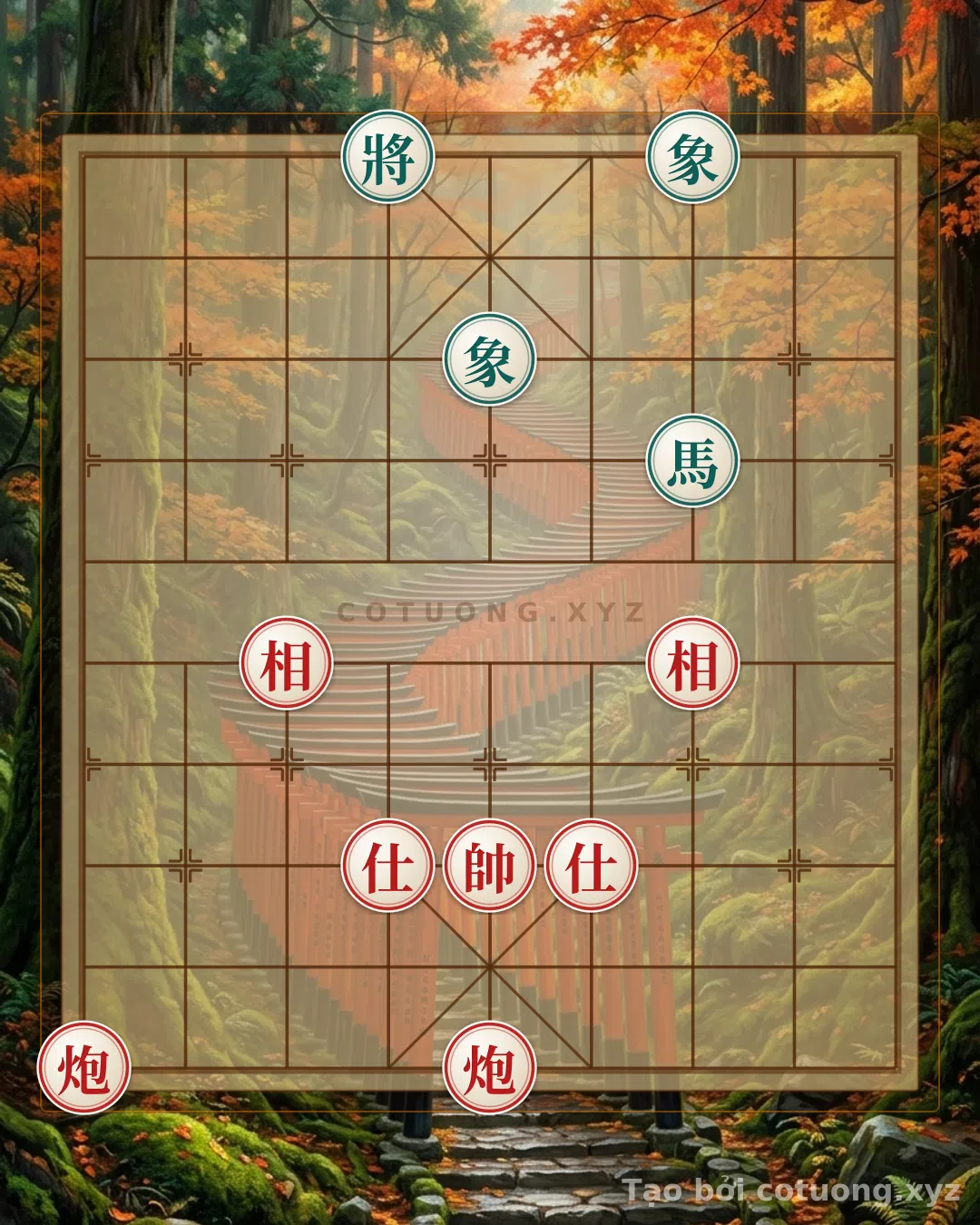 Thế cờ: Xiangqi Position: Red 'shoots cannon' Black 'runs horse' - Forced Mate — Cờ Tướng Online