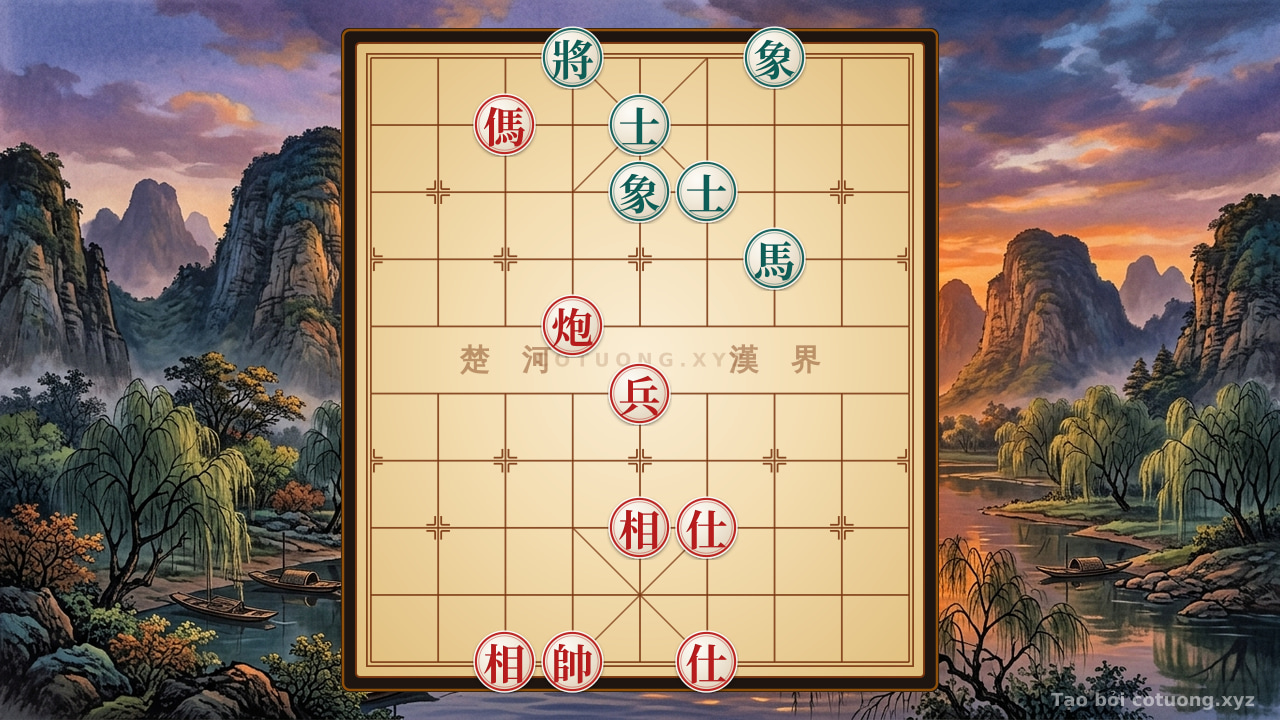 Thế cờ: The Red Horse's Fatal Strike: The Red's Sudden Assault Strategy in Chinese Chess — Cờ Tướng Online
