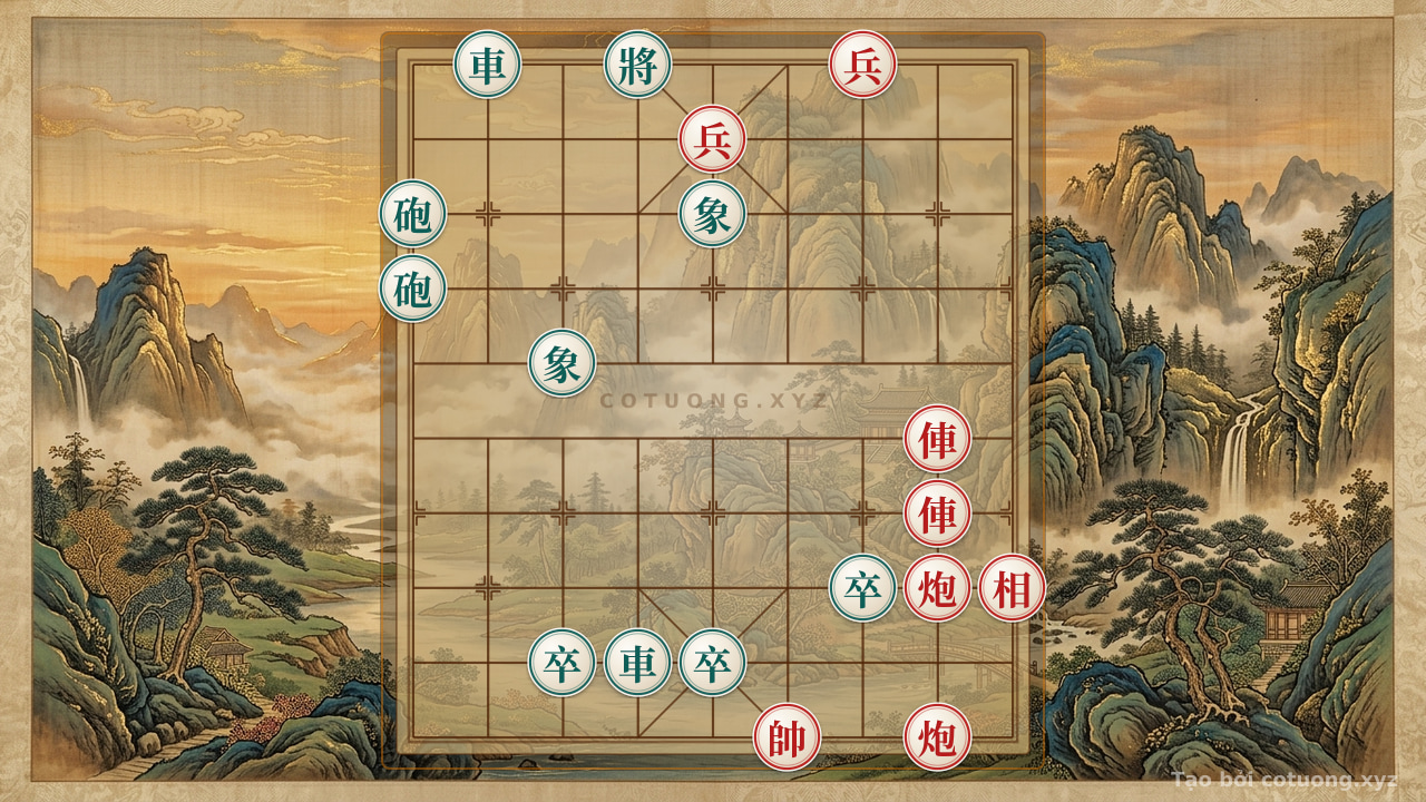 Thế cờ: Red Chariot 'Mouth Blocking' Black Cannon: A Strategic Move to Win the Xiangqi Game — Cờ Tướng Online