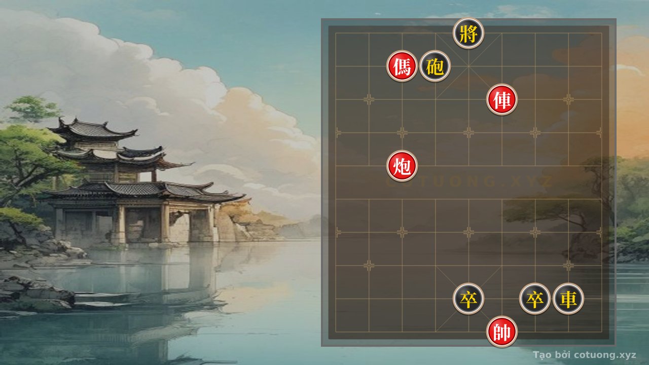 Thế cờ: The Checkmate of the General: Red Cannon Attacks, Black Relies on Pawn Defense – Who Will Win? — Cờ Tướng Online