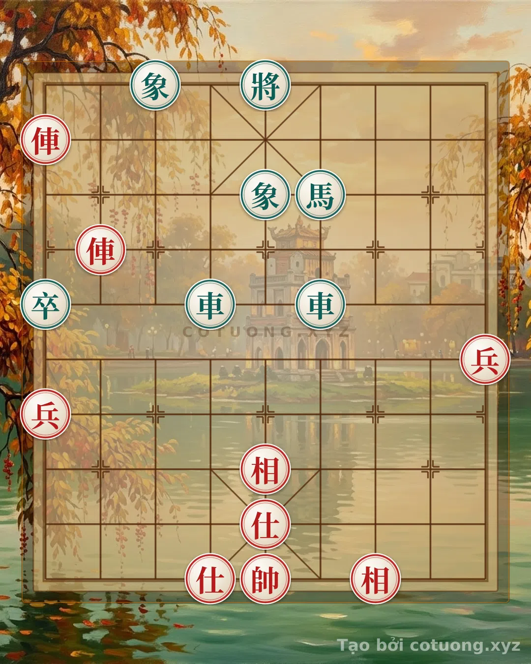 Thế cờ: The Art of Crushing: Red Forces Black into a Corner, Brutal Moves Leave AI in Checkmate — Cờ Tướng Online