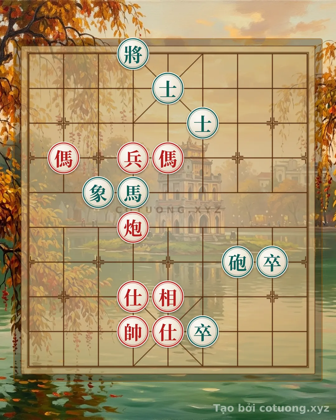Thế cờ: The Cruel Endgame: Red's Double Horse Spear and Black's Cannon Formation - Tactical Strategies for the Master — Cờ Tướng Online