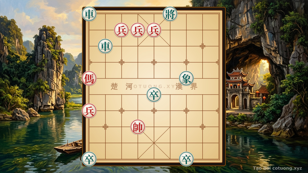 Thế cờ: The 'Black Chariot on File 2' Trap - Mastering the Black Defense in a 5/10 Xiangqi Position — Cờ Tướng Online
