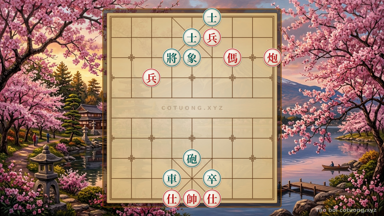 Thế cờ: Xiangqi Masterstroke 'Mad Cannon': When the Black Rook Roars and the Red General Trembles — Cờ Tướng Online