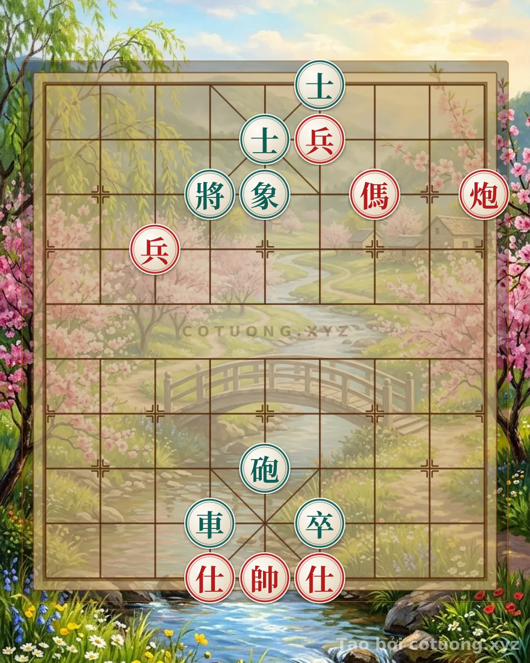 Thế cờ: Xiangqi Masterstroke 'Mad Cannon': When the Black Rook Roars and the Red General Trembles — Cờ Tướng Online