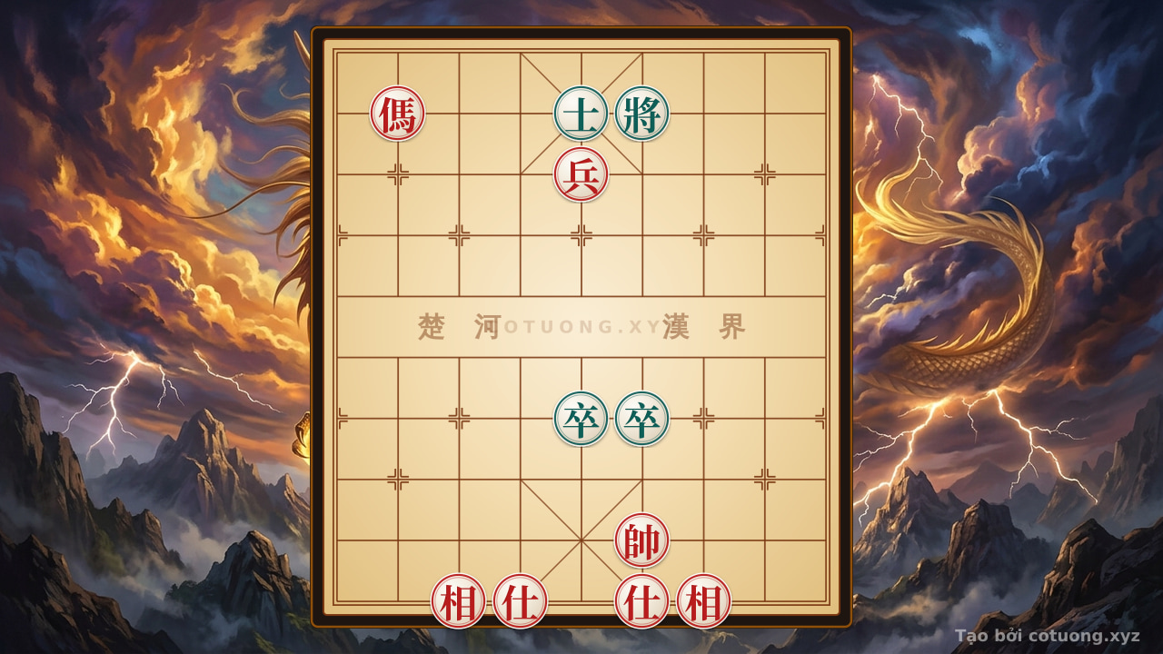 Thế cờ: Arabian Nightmare: The Horse Pinning 2 Advisors and Elephants Beats 2 Black Pawns in a Hair's Breadth - Xiangqi Puzzle #8396 — Cờ Tướng Online