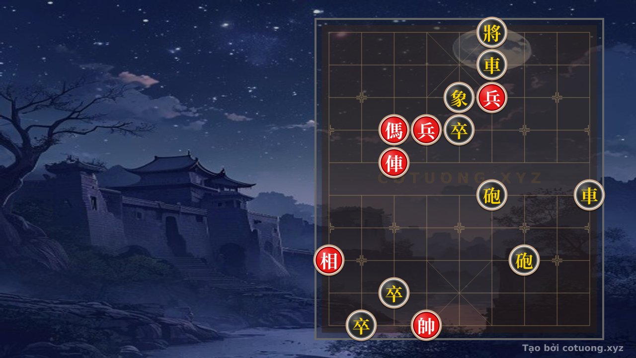 Thế cờ: The Art of Xiangqi: Rook-Horse Two Pawns Elephant vs. Double Rooks Double Cannons - The Ultimate Checkmate Strategy to Defeat the Black General in Three Moves — Cờ Tướng Online