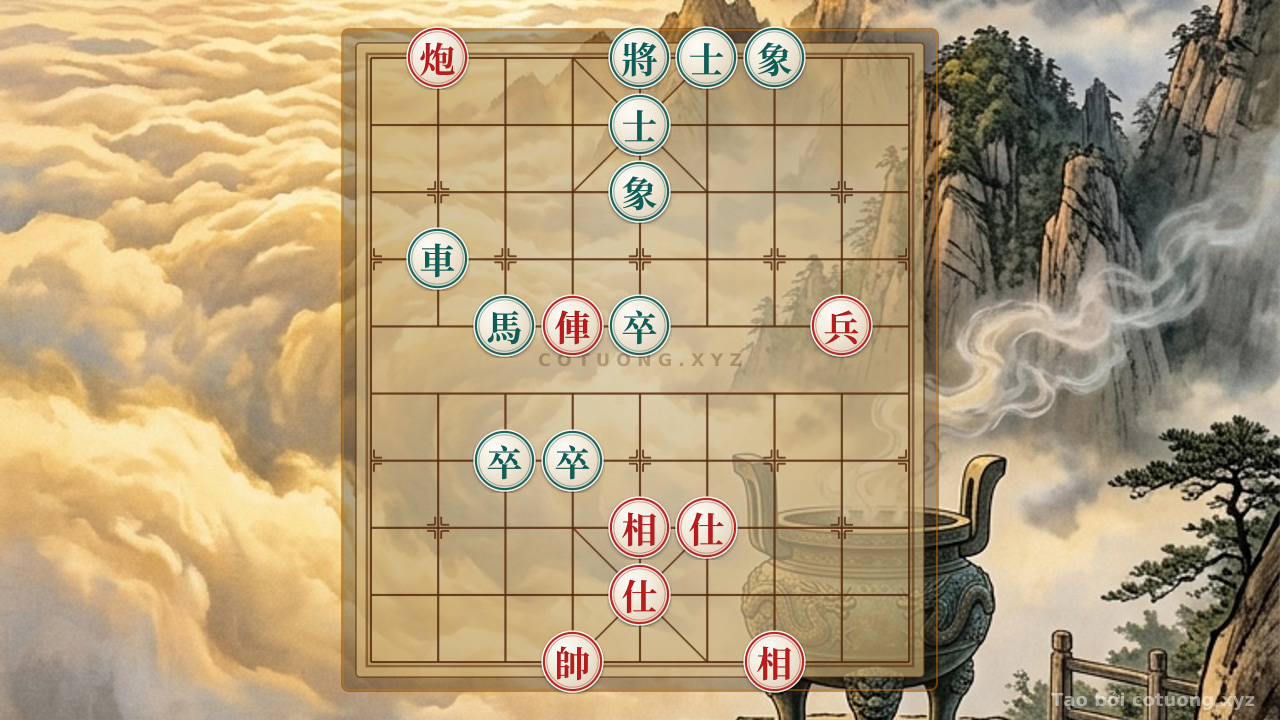 Thế cờ: The Ultimate Xiangqi Trap: Rook Cannon Pawn Crushes Horse Rook with Three Pawns in One Move — Cờ Tướng Online