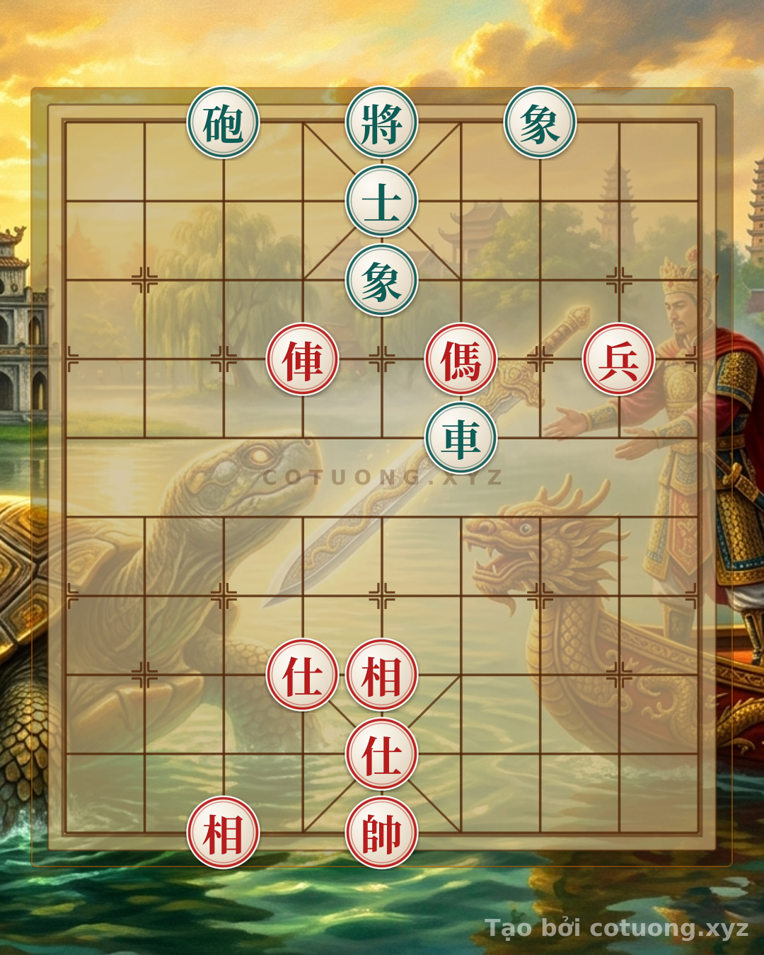 Thế cờ: Xiangqi (Chinese Chess) Trap: Red Lures Black with Empty Cannon & Rook Thrust at File 6 Rank 7 — Cờ Tướng Online