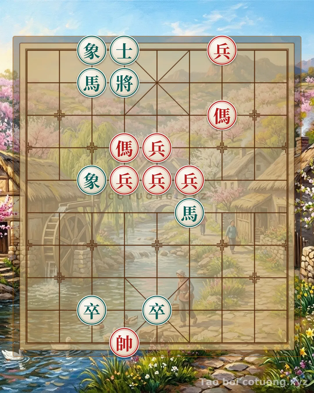 Thế cờ: The Hidden Double Horse: When 5 Red Chariots Surround the Black General in a Jianghu Chessboard Scenario #3b69 — Cờ Tướng Online