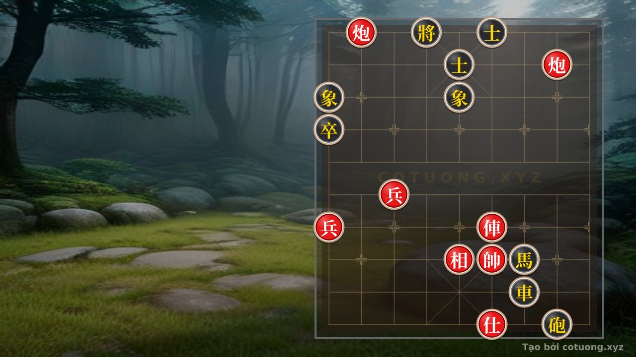 Thế cờ: Hidden Xiangqi Puzzle #3148: When the Red Chariot Plays the Violin on the River of Blood, Should the Black Cannon Run or Die? — Cờ Tướng Online