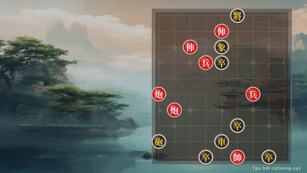 Thế cờ: Defensive Counterattack: The Strategy of the Red Chariot on File 5 in a Dangerous Chess Position — Cờ Tướng Online