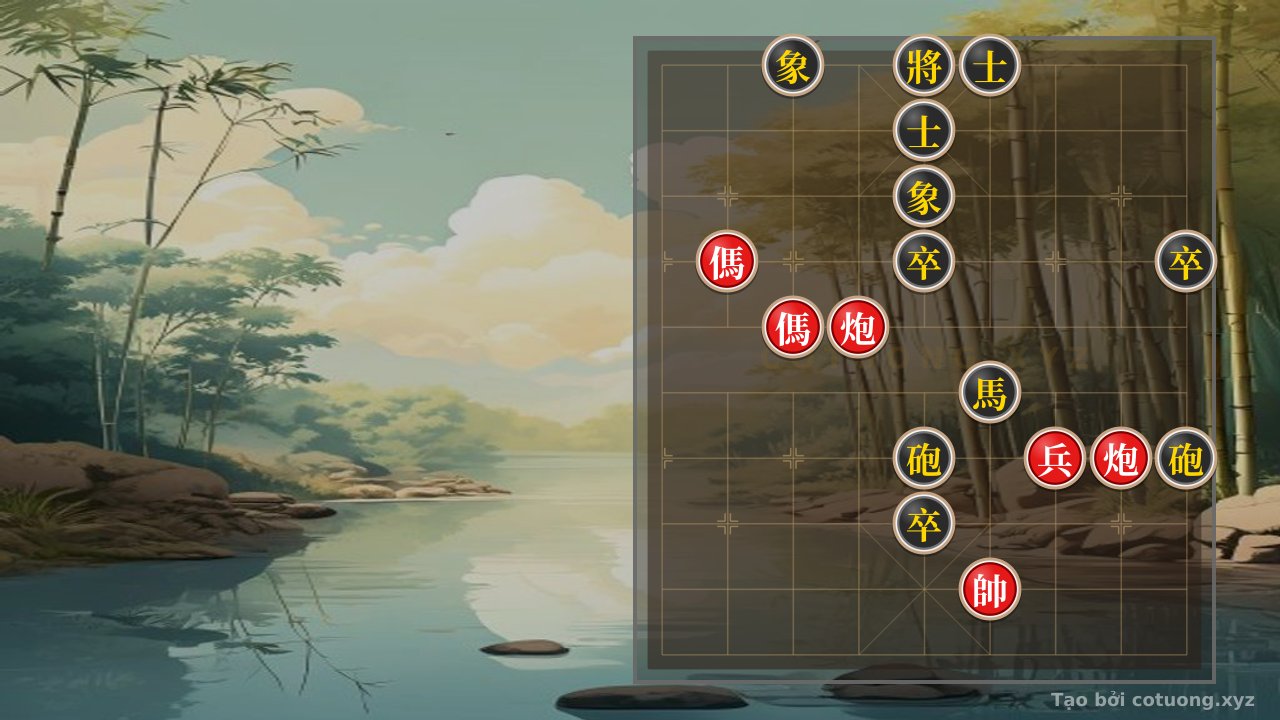 Thế cờ: Secret Trick to Solve the Difficult Xiangqi Position: 2 Cannons vs. 2 Horses and 3 Pawns - The Mystical Escape in the Middle Game — Cờ Tướng Online