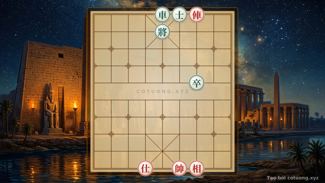 Thế cờ: Red General Wins: Black Chariot Surrounded on File 5, Rank 10 — Cờ Tướng Online