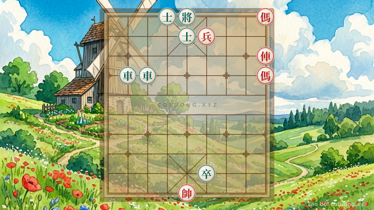 Thế cờ: Explosive Xiangqi: Red Strikes Back with a Surprise Double Horse Attack! Can AI Save Black? — Cờ Tướng Online