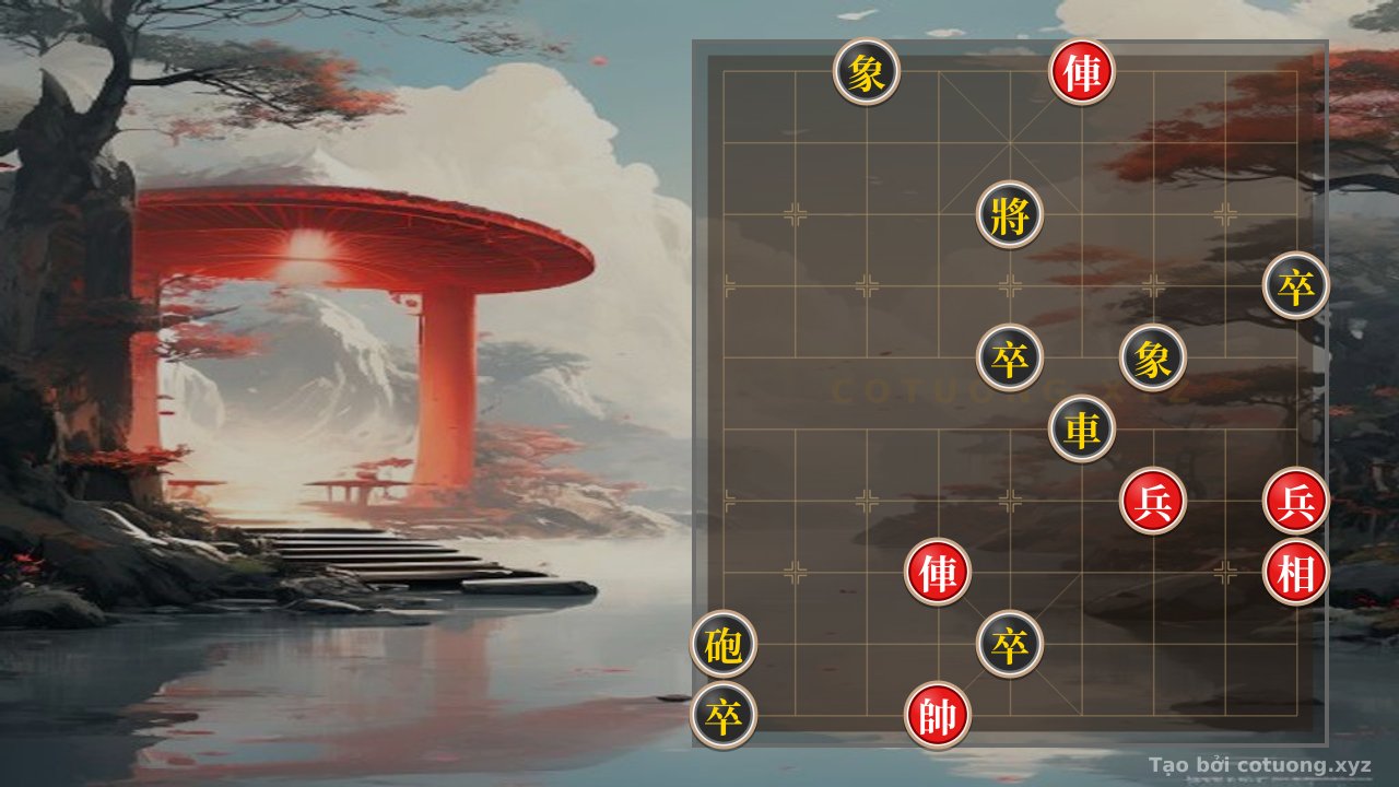 Thế cờ: The 'Red and Black' Formation Revisited: Red's Elephant Attacks the General, Black Defends Like 'White Dragon' — Cờ Tướng Online