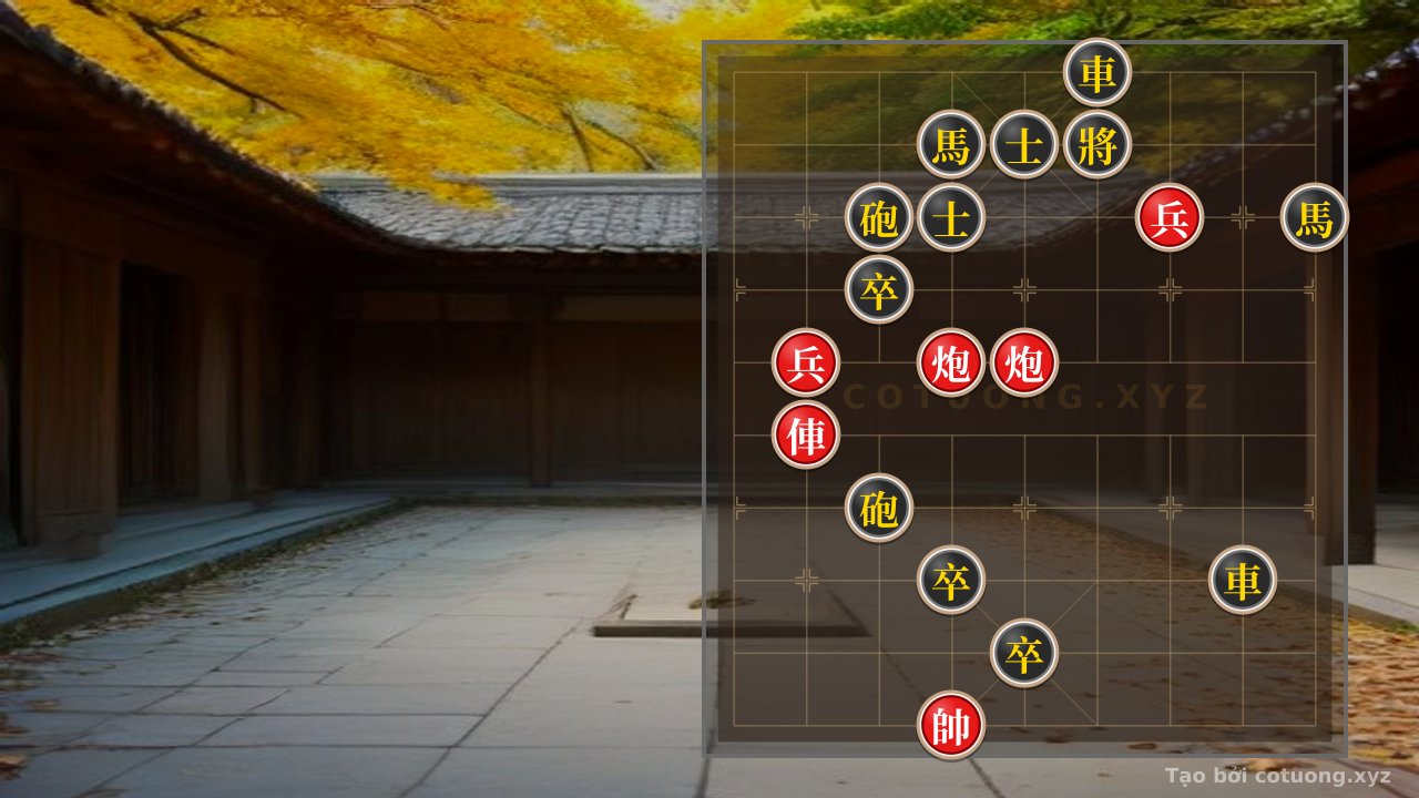 Thế cờ: Xiangqi Board: When the Red Chariot and Double Cannons Clash with the Black Three Horses and Double Chariots - The Grandmaster'sBreakthrough Strategy for Balanced Battle — Cờ Tướng Online